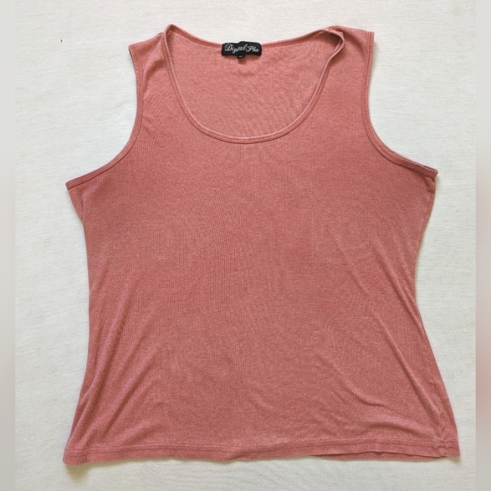 Digital Plus Women's Brick Red Thin Thermal Material Ribbed Tank Top Size 3XL
